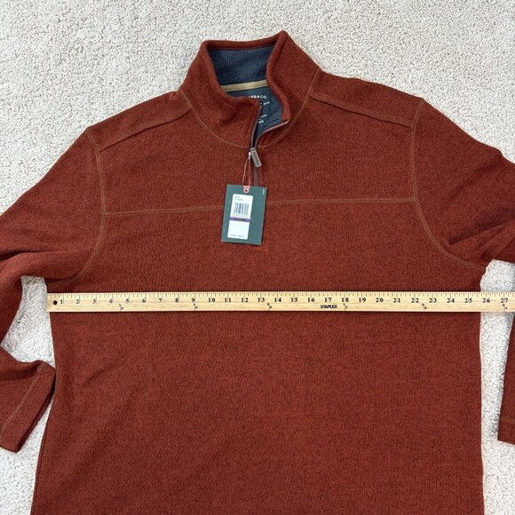GH Bass & Co Sweater Mens XXL Orange Brown 1/4 Zip Shirt Fleece Lined Textured - Picture 10 of 15